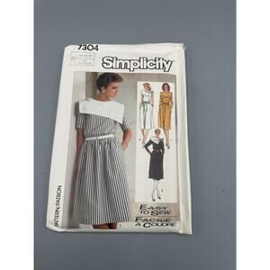 Vintage Simplicity 7304 Dress Pattern Misses 10-12-14 UNCUT 80s